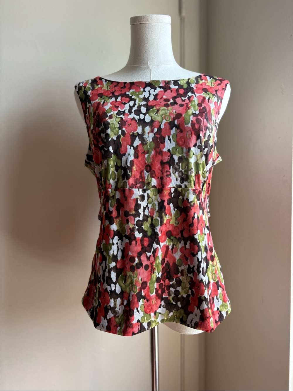 cato floral sleeveless sheer mesh top